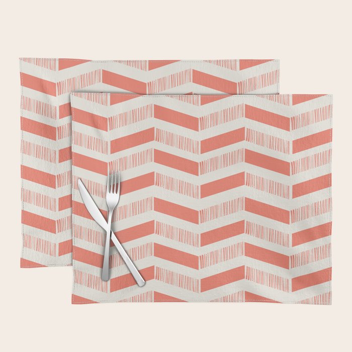 Coral Block And Lines Pattern Placemat Gallery Image 1