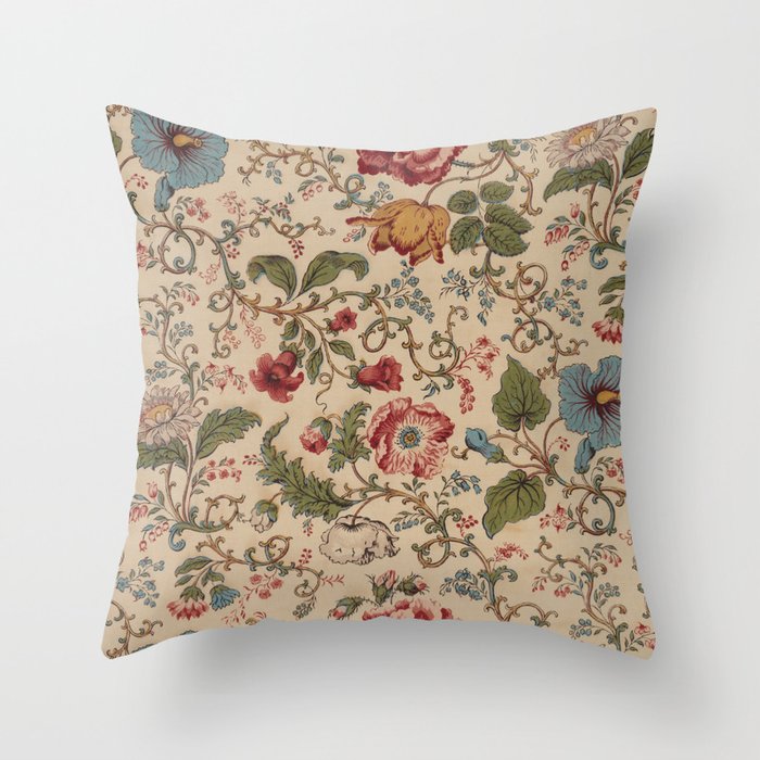 Antique Swirling Floral Chintz  Throw Pillow Gallery Image 1