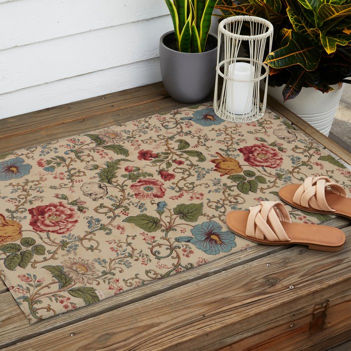 Antique Swirling Floral Chintz  Outdoor Rug Gallery Image 2