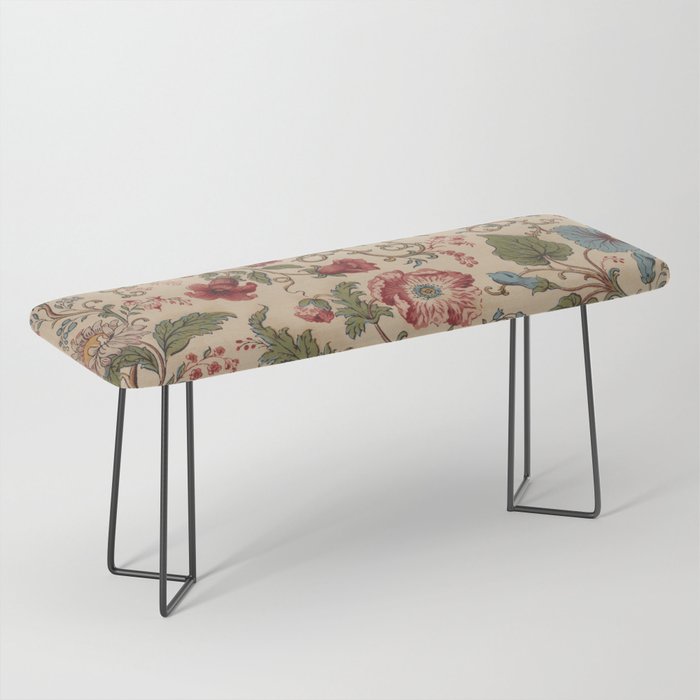 Antique Swirling Floral Chintz  Bench