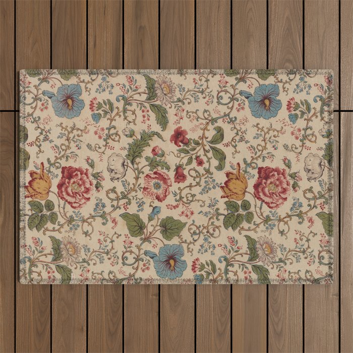 Antique Swirling Floral Chintz  Outdoor Rug Gallery Image 1