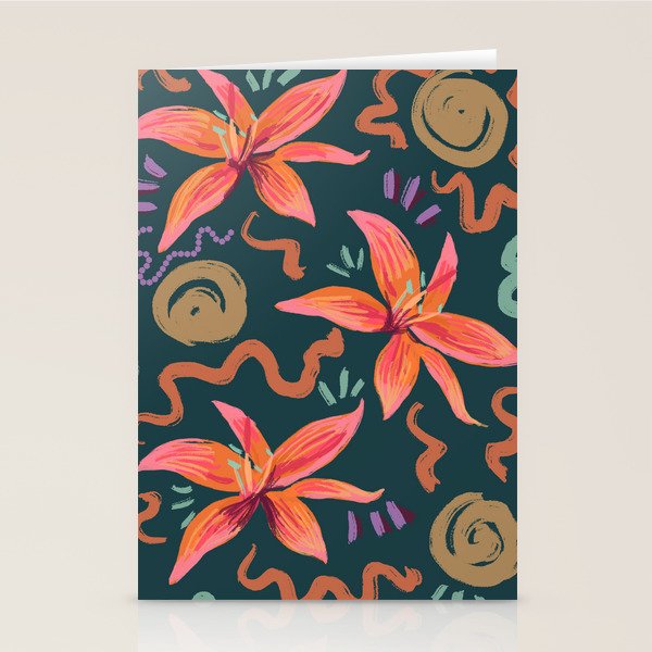 Passion Flower Joy Jade Pattern Stationery Card Gallery Image 2