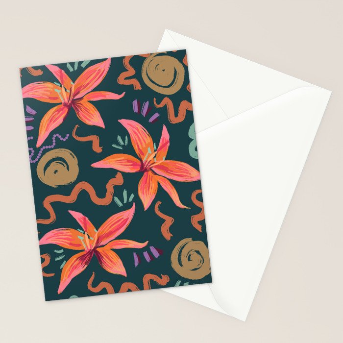 Passion Flower Joy Jade Pattern Stationery Card Gallery Image 2