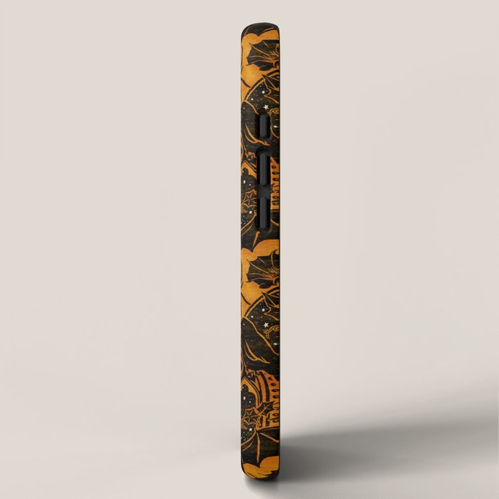 Gothic Halloween Damask - jack oâlantern gold and black  iPhone Case Gallery Image 2