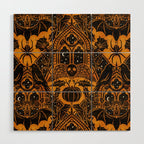 Gothic Halloween Damask - jack oâlantern gold and black  Wood Wall Art Gallery Image 1