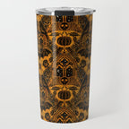 Gothic Halloween Damask - jack oâlantern gold and black  Travel Mug Gallery Image 1