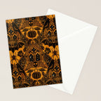 Gothic Halloween Damask - jack oâlantern gold and black  Stationery Card Gallery Image 2