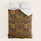 Gothic Halloween Damask - jack oâlantern gold and black  Duvet Cover Gallery Image 6