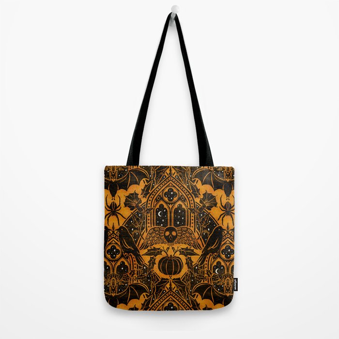 Gothic Halloween Damask - jack oâlantern gold and black  Tote Bag Gallery Image 2