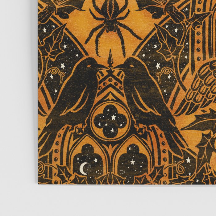 Gothic Halloween Damask - jack oâlantern gold and black  Poster Gallery Image 3