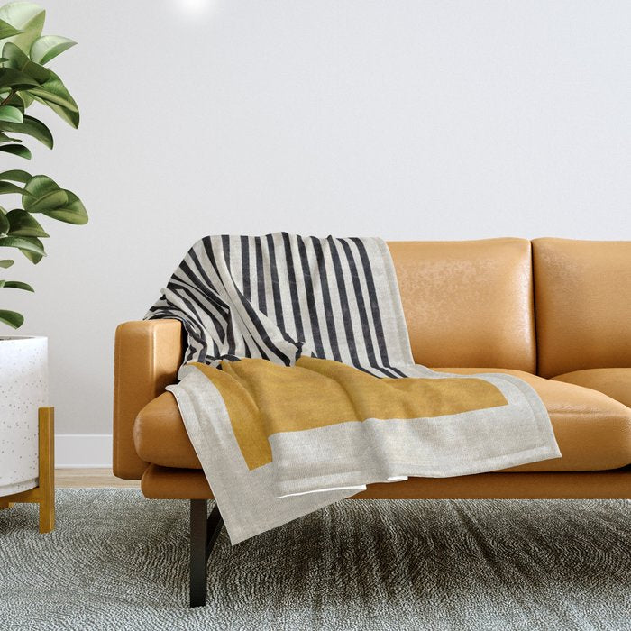 Sunshine Color Field Rothko Inspired Abstract Mid Century Modern Geometric Pattern Throw Blanket Gallery Image 1