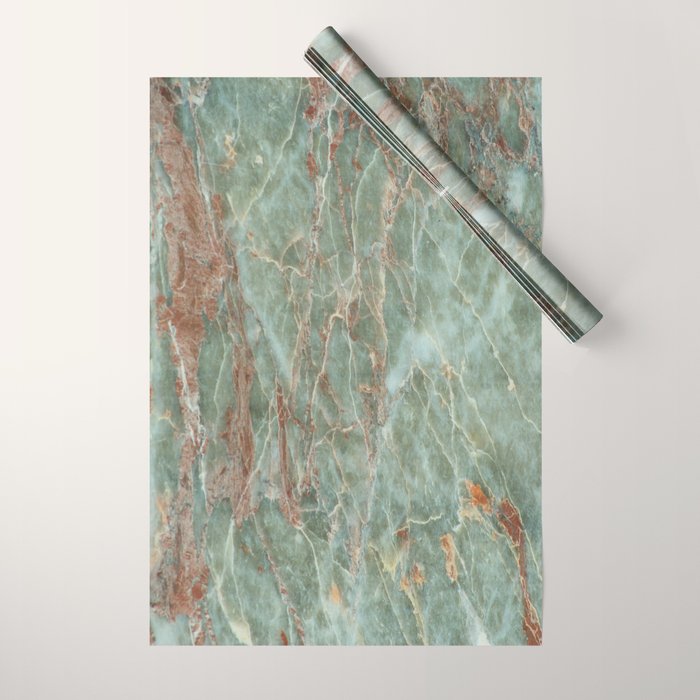 Sage and Rust Marble Wrapping Paper Gallery Image 1