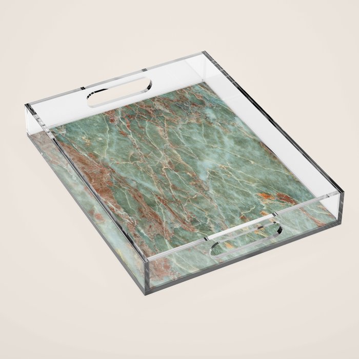 Sage and Rust Marble Acrylic Tray Gallery Image 1