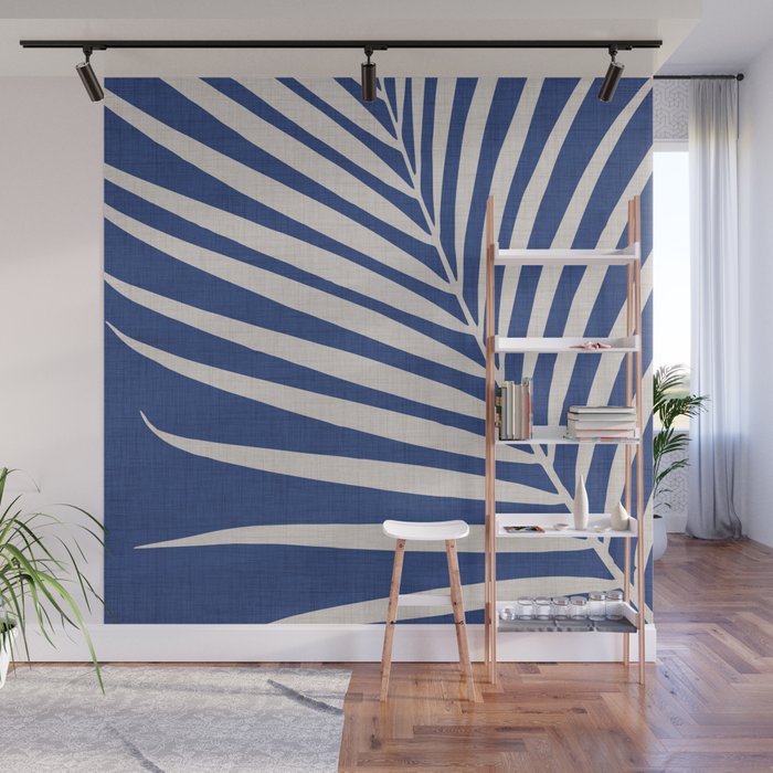 Indigo Palm Minimal Botanical Wall Mural Gallery Image 1