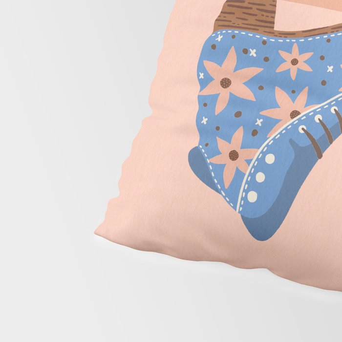 Retro Roller Skates - Blue & Peach Palette Pillow Sham Gallery Image 4