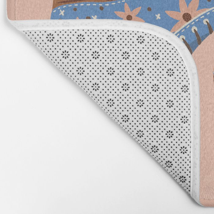 Retro Roller Skates - Blue & Peach Palette Bath Mat Gallery Image 2