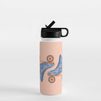 Retro Roller Skates - Blue & Peach Palette Water Bottle Gallery Image 1
