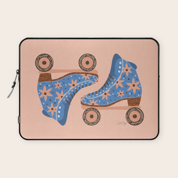 Retro Roller Skates - Blue & Peach Palette Laptop Sleeve Gallery Image 1
