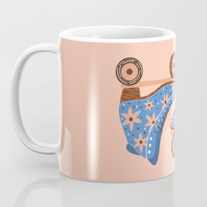 Retro Roller Skates - Blue & Peach Palette Coffee Mug Gallery Image 3