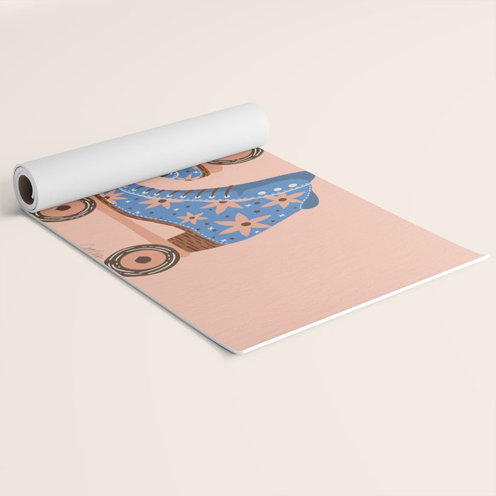 Retro Roller Skates - Blue & Peach Palette Yoga Mat Gallery Image 2