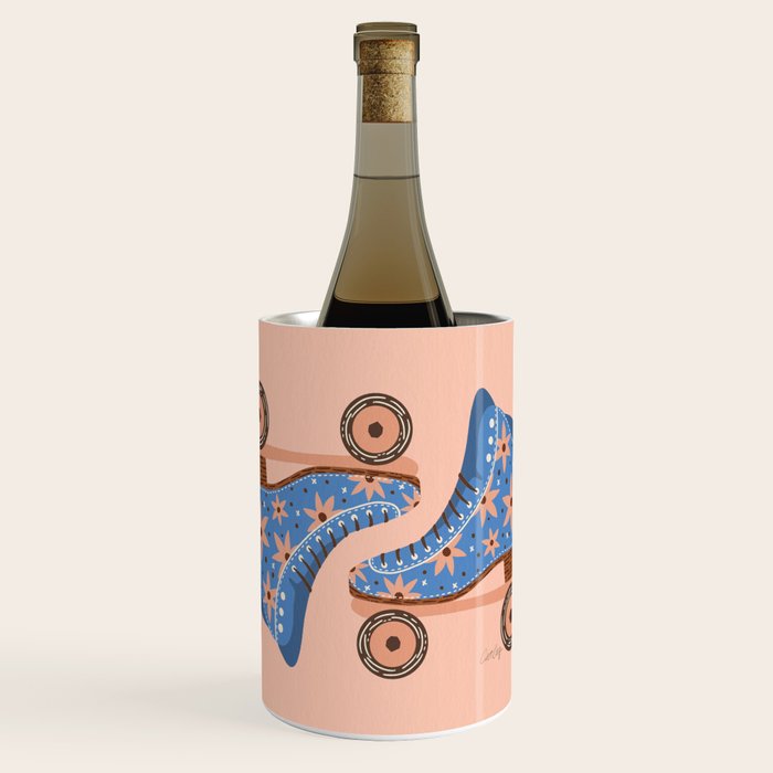 Retro Roller Skates - Blue & Peach Palette Wine Chiller Gallery Image 1