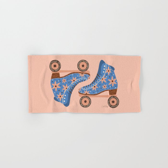Retro Roller Skates - Blue & Peach Palette Bath Towel Gallery Image 1