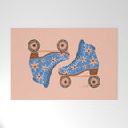 Retro Roller Skates - Blue & Peach Palette Welcome Mat Gallery Image 1
