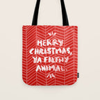 Merry Christmas, Ya Filthy Animal - Red Tote Bag Gallery Image 1