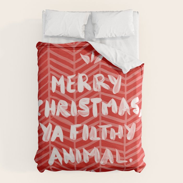 Merry Christmas, Ya Filthy Animal - Red Duvet Cover Gallery Image 6