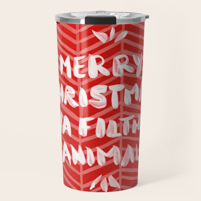 Merry Christmas, Ya Filthy Animal - Red Travel Mug Gallery Image 1