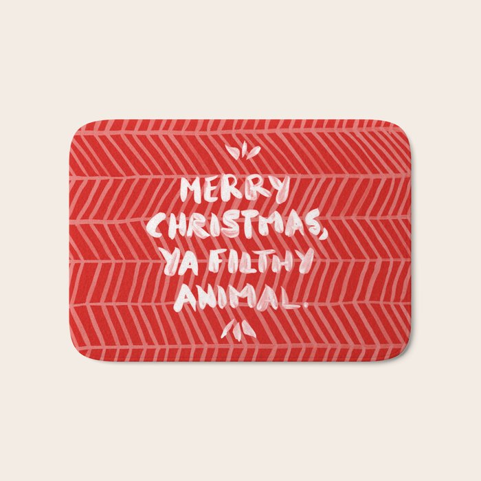 Merry Christmas, Ya Filthy Animal - Red Bath Mat Gallery Image 1