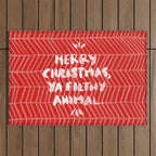 Merry Christmas, Ya Filthy Animal - Red Outdoor Rug Gallery Image 1