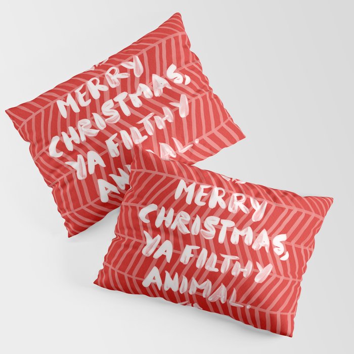 Merry Christmas, Ya Filthy Animal - Red Pillow Sham Gallery Image 1