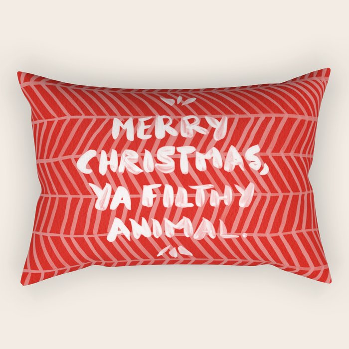 Merry Christmas, Ya Filthy Animal â Red Rectangular Pillow Gallery Image 2