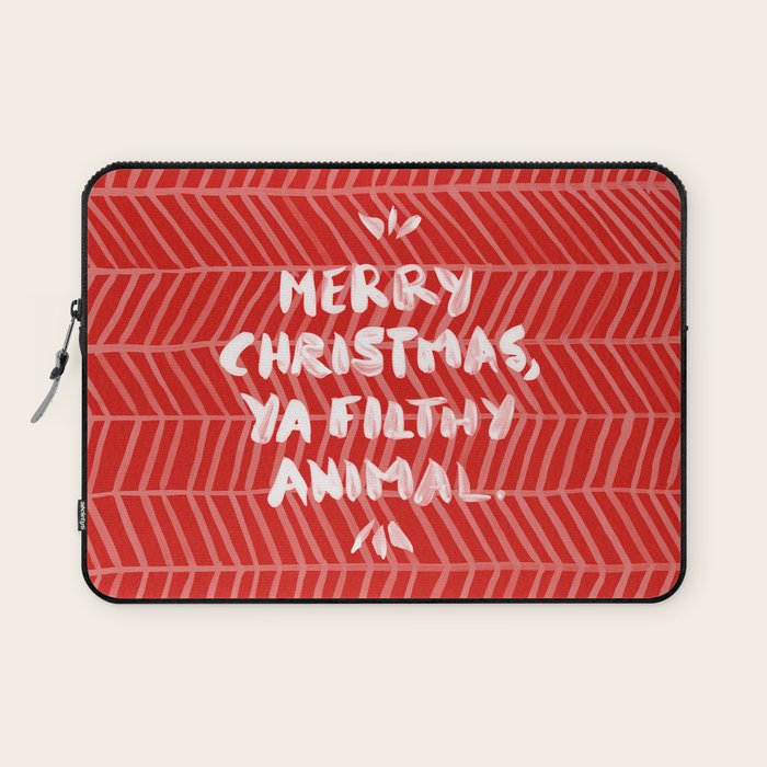 Merry Christmas, Ya Filthy Animal - Red Laptop Sleeve Gallery Image 1