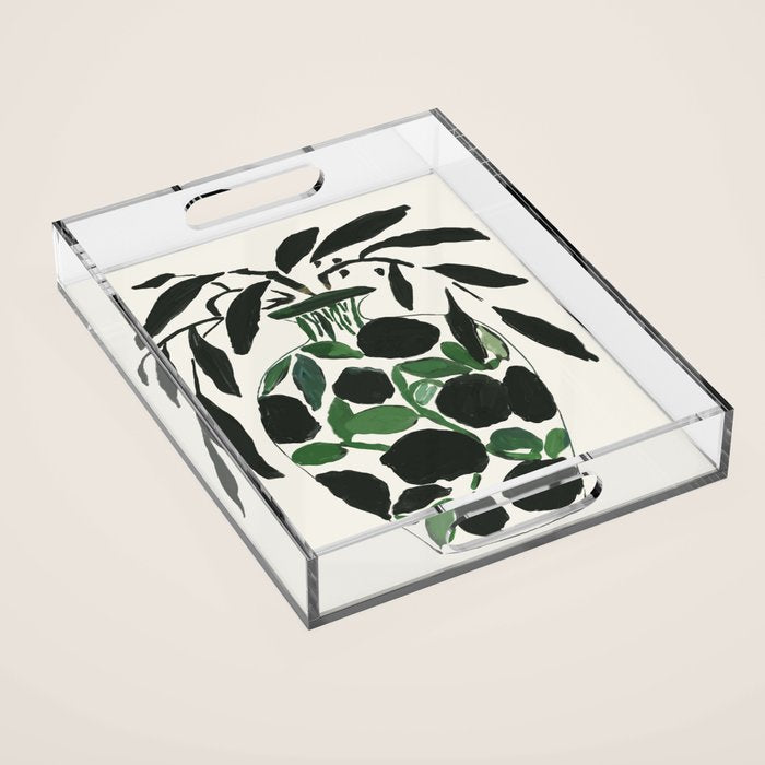 Green and Black Still Life Acrylic Tray Gallery Image 1