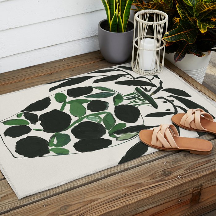 Green and Black Still Life Outdoor Rug Gallery Image 2