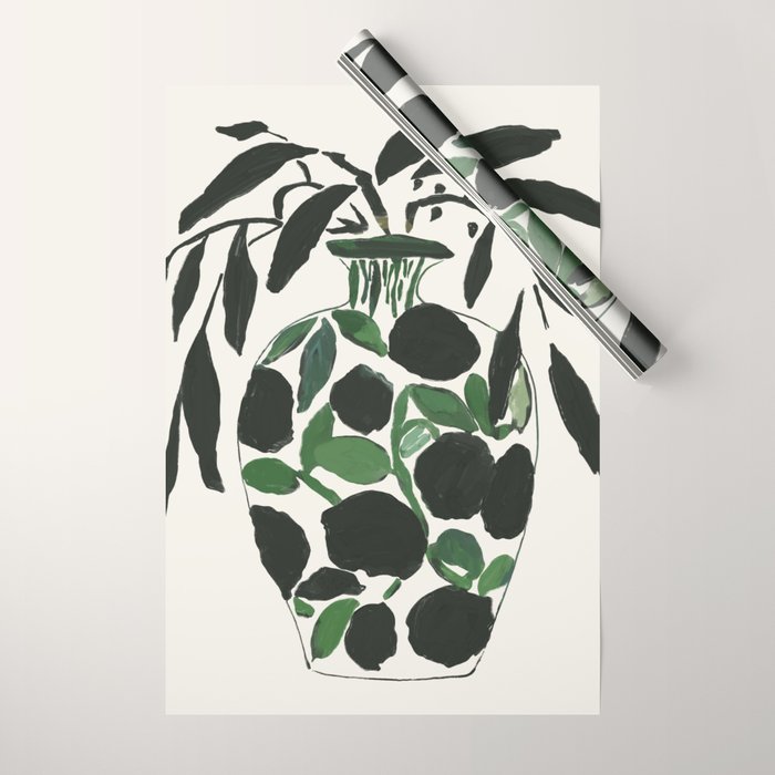 Green and Black Still Life Wrapping Paper Gallery Image 1