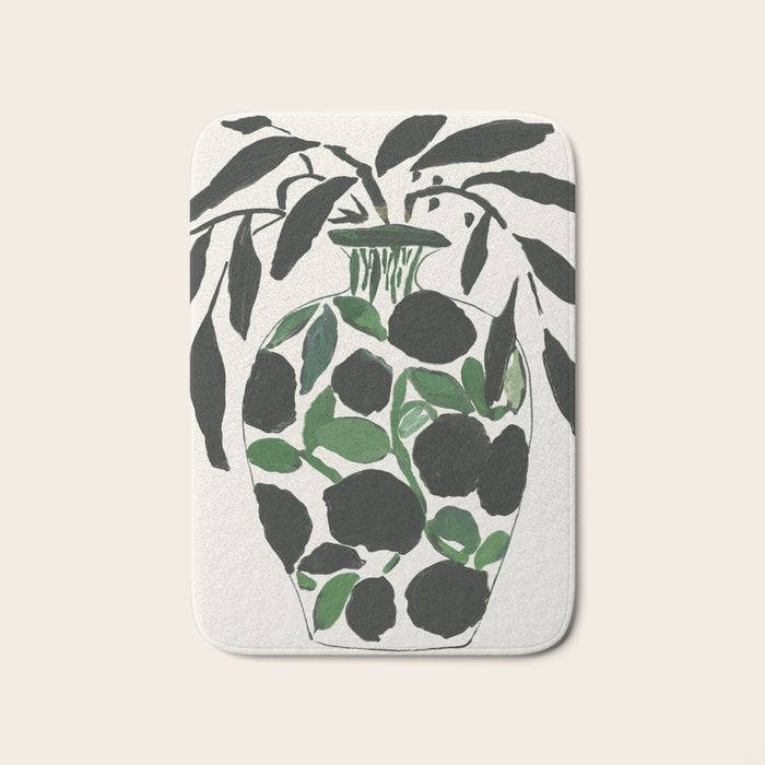 Green and Black Still Life Bath Mat Gallery Image 1