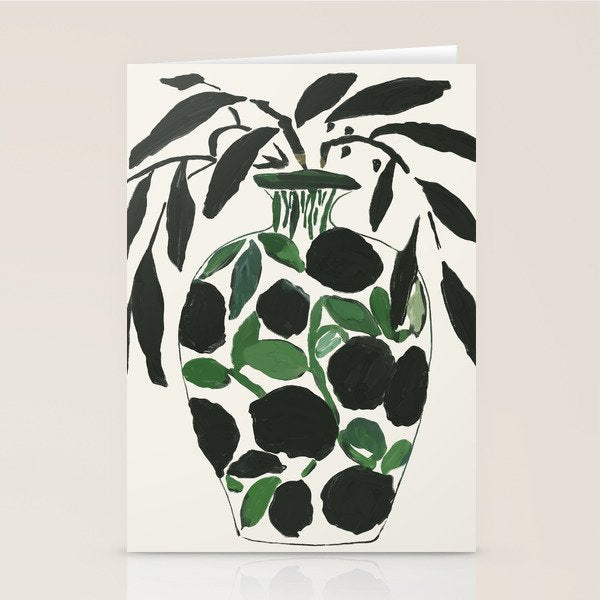 Green and Black Still Life Stationery Card Gallery Image 1