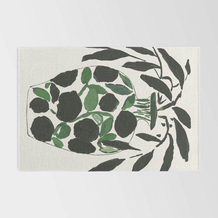 Green and Black Still Life Rug Gallery Image 2