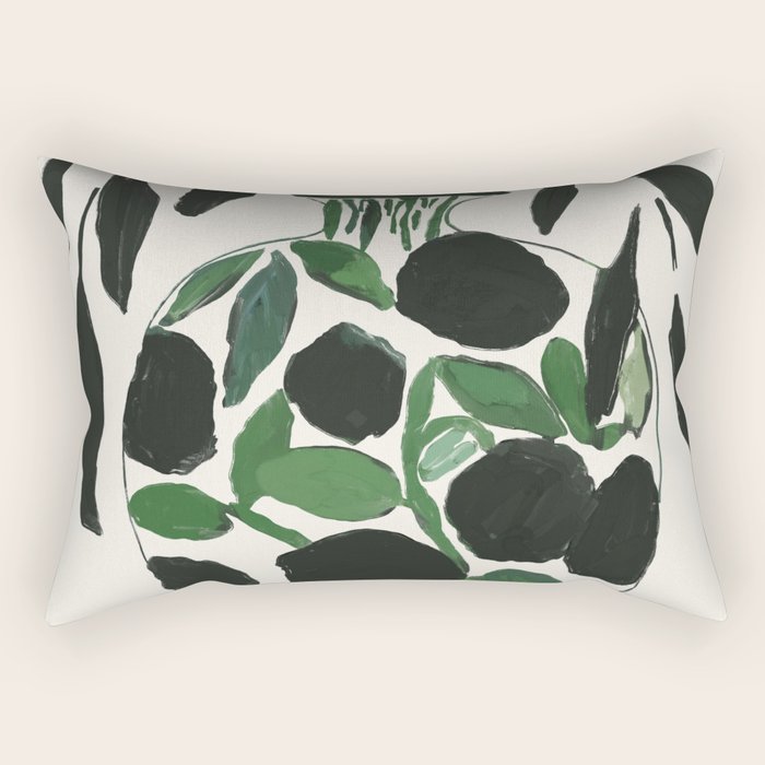 Green and Black Still Life Rectangular Pillow Gallery Image 1