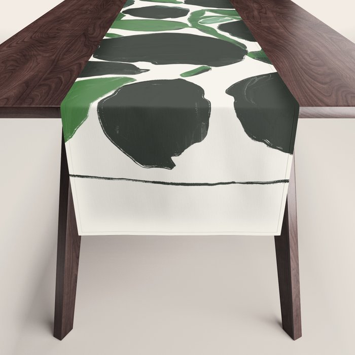 Green and Black Still Life Table Runner Gallery Image 1