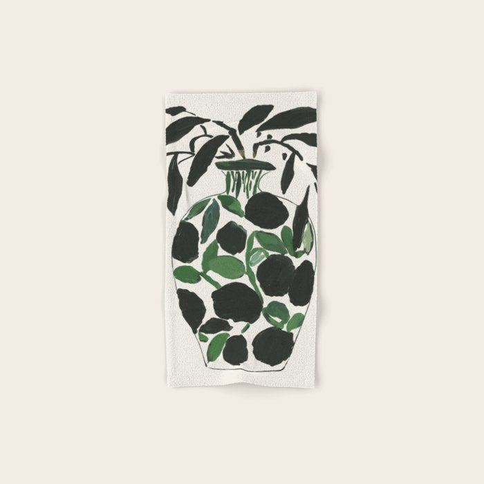 Green and Black Still Life Bath Towel Gallery Image 1