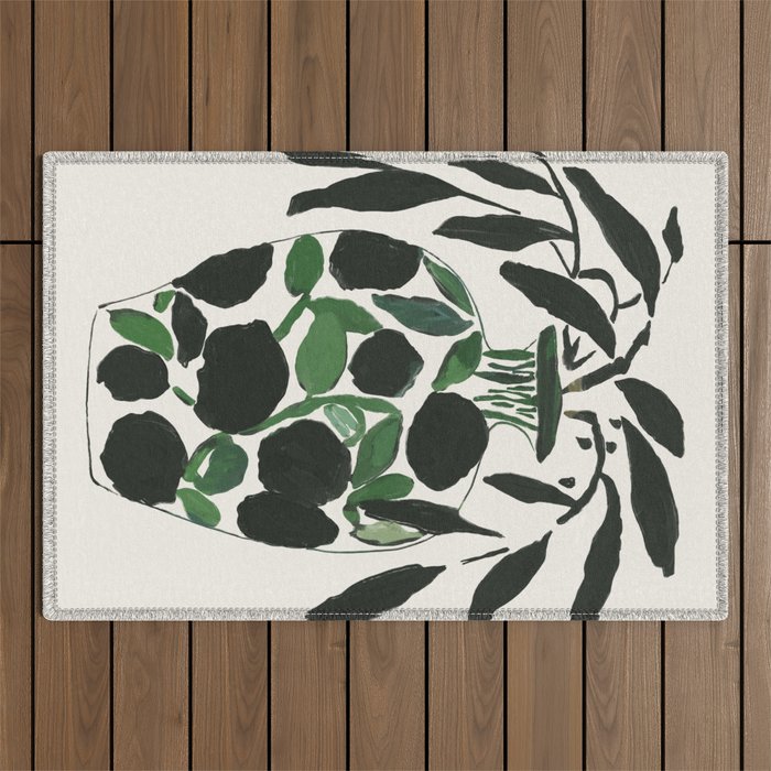 Green and Black Still Life Outdoor Rug Gallery Image 1