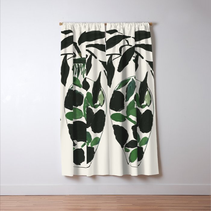 Green and Black Still Life Window Curtain Gallery Image 3