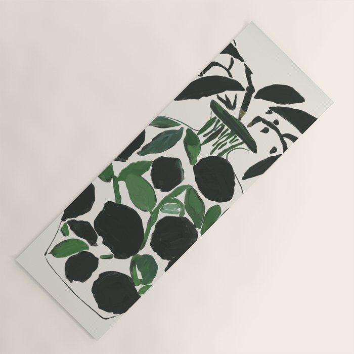Green and Black Still Life Yoga Mat Gallery Image 1