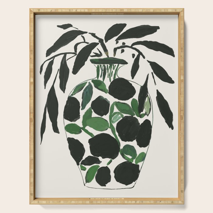 Green and Black Still Life Serving Tray Gallery Image 1