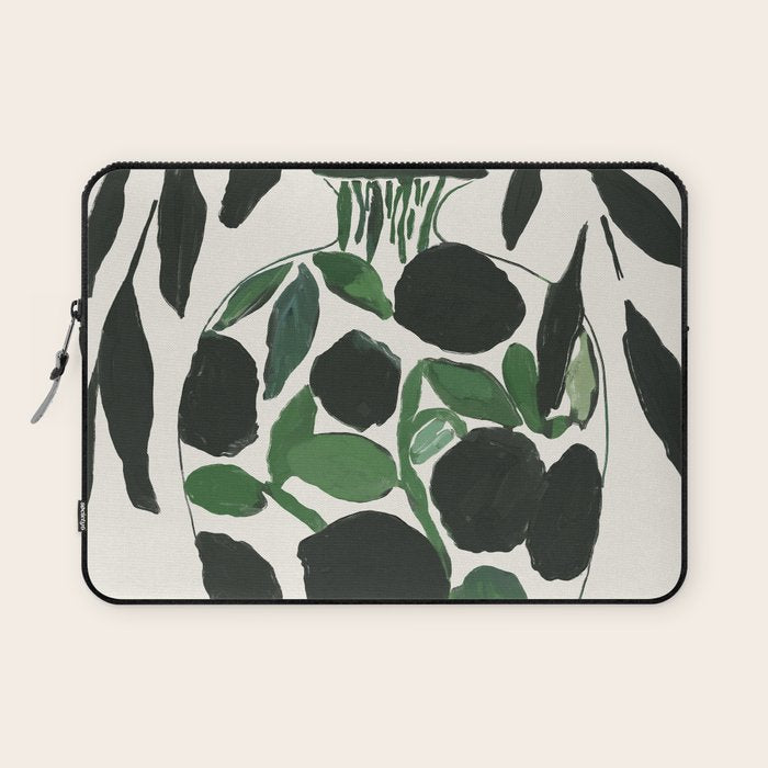 Green and Black Still Life Laptop Sleeve Gallery Image 1