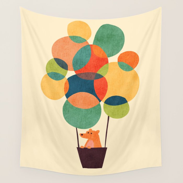 Whimsical Hot Air Balloon Wall Tapestry Gallery Image 1